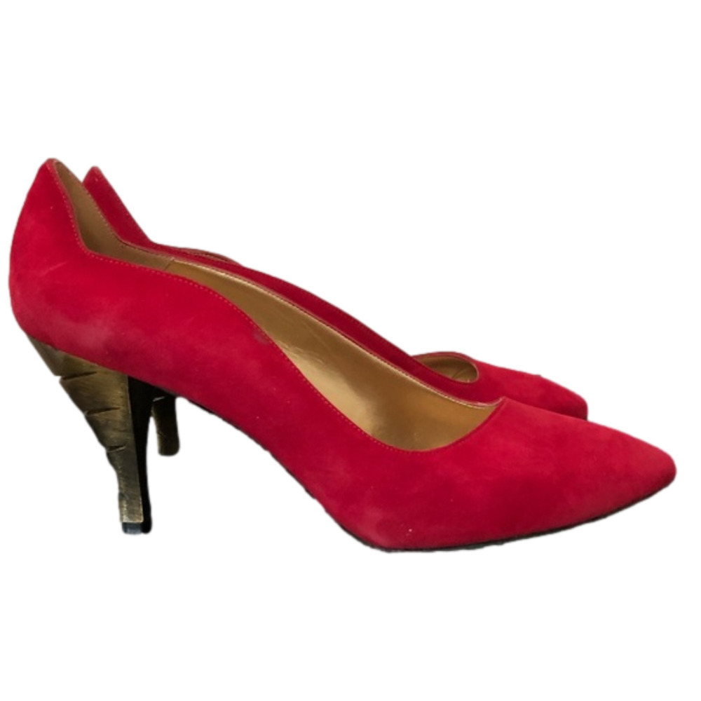 Proxy Scalloped Red Suede High Heel